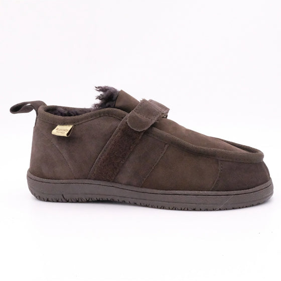 FLEECE EASY (VELCRO STRAP) - BROWN / W5 - Footwear Black Sheep Australia black sheep eldery healthcare medical non slip